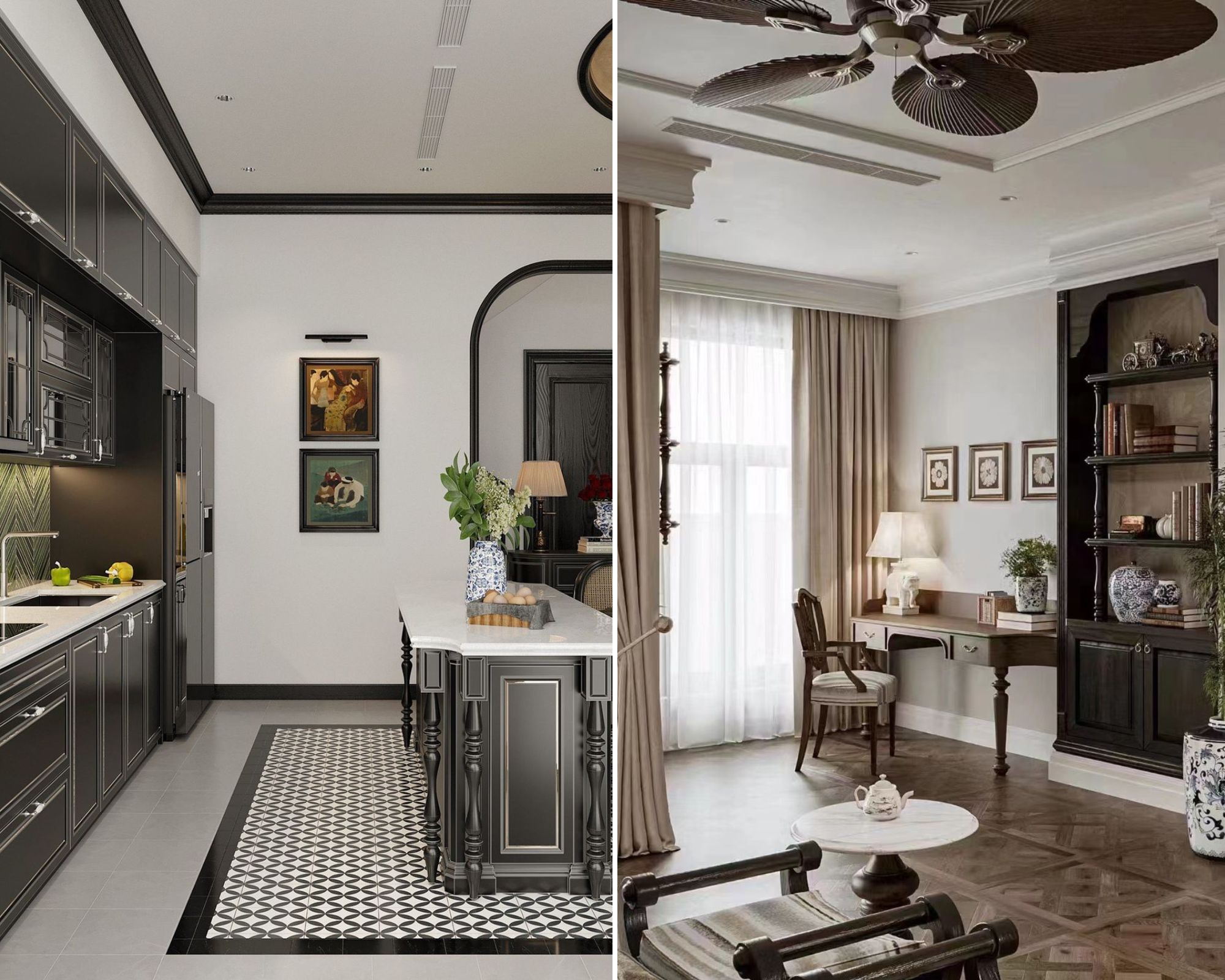 phòng khách liền bếp 30m2