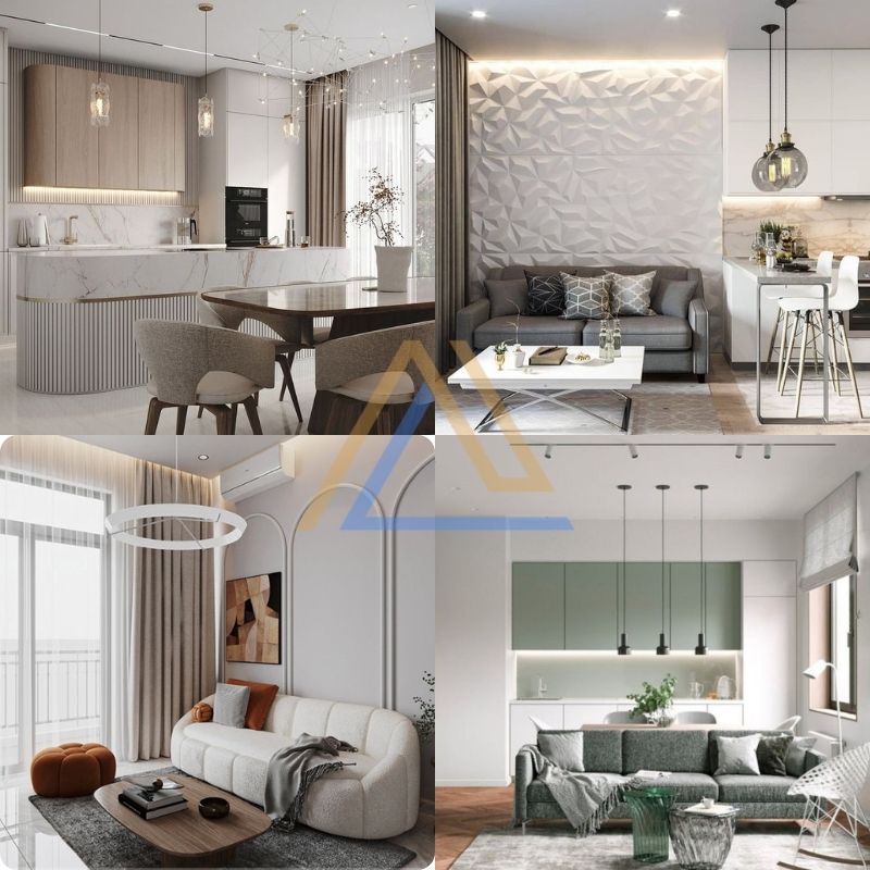 thiết kế nội thất căn hộ 56m2 2 phòng ngủ