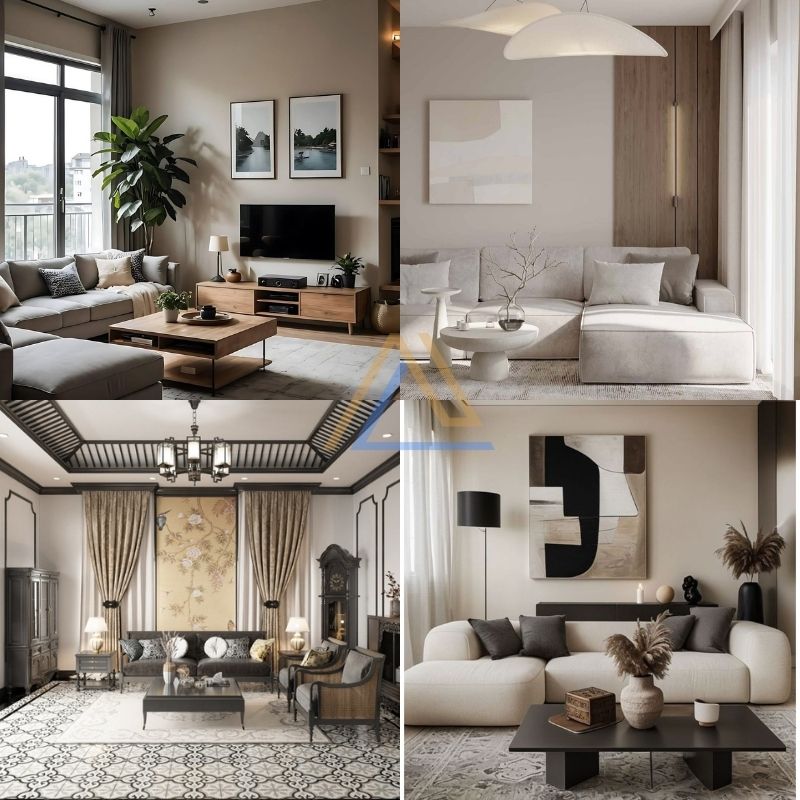thiết kế phòng khách chung cư 70m2