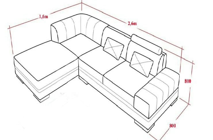 kích thước ghế sofa chữ l