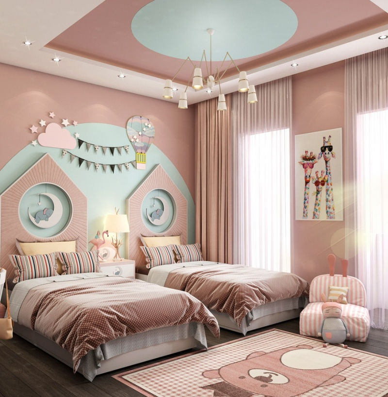 phòng ngủ đẹp cho bé gái 15 tuổi màu hồng