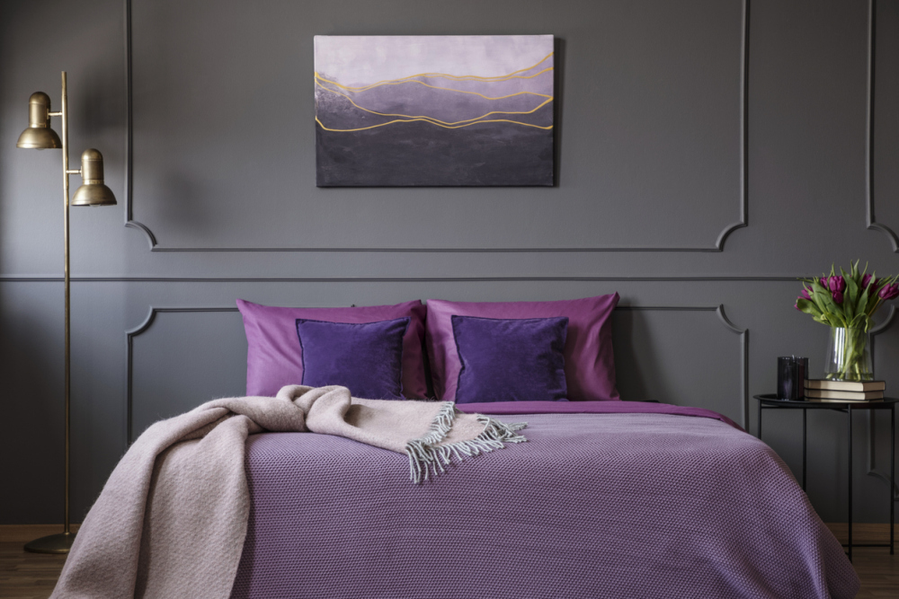 phòng ngủ màu tím nhạt đẹp