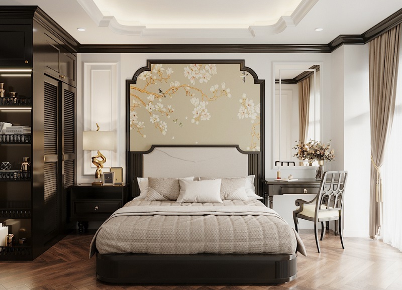 phòng ngủ phong cách Indochine