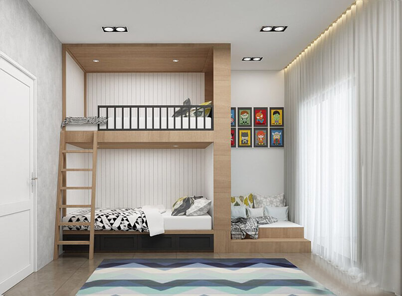 thiết kế giường tầng cho phòng ngủ nhỏ