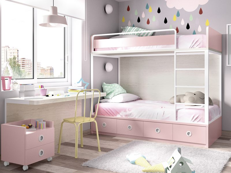 thiết kế giường tầng thông minh cho bé gái