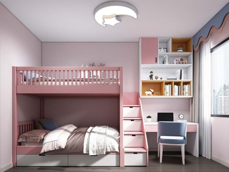 thiết kế giường tầng thông minh cho bé gái