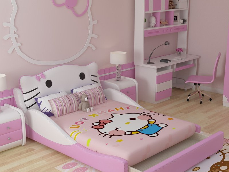 phòng ngủ hello kitty cho bé gái