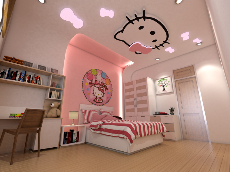 cách trang trí phòng ngủ hello kitty