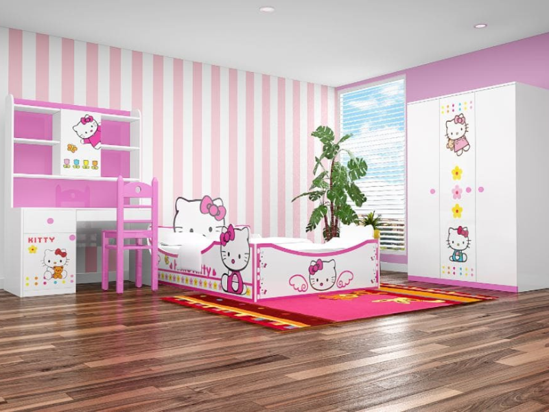 cách trang trí phòng ngủ hello kitty