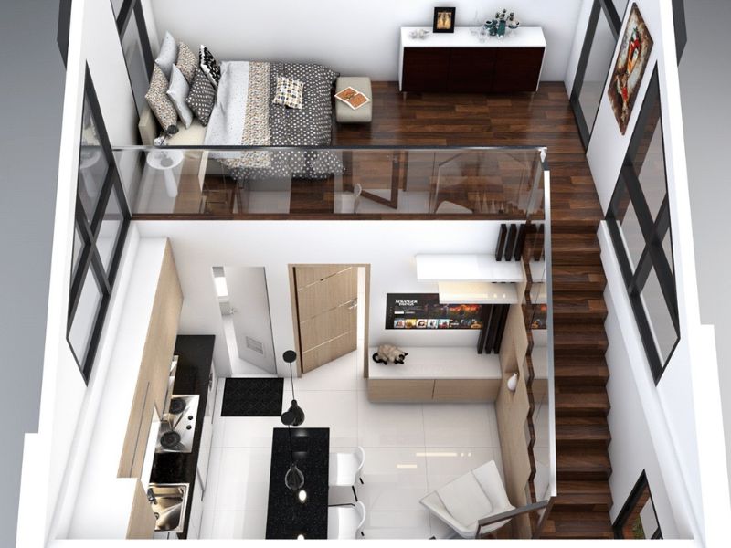 thiết kế nhà 30m2 có gác lửng