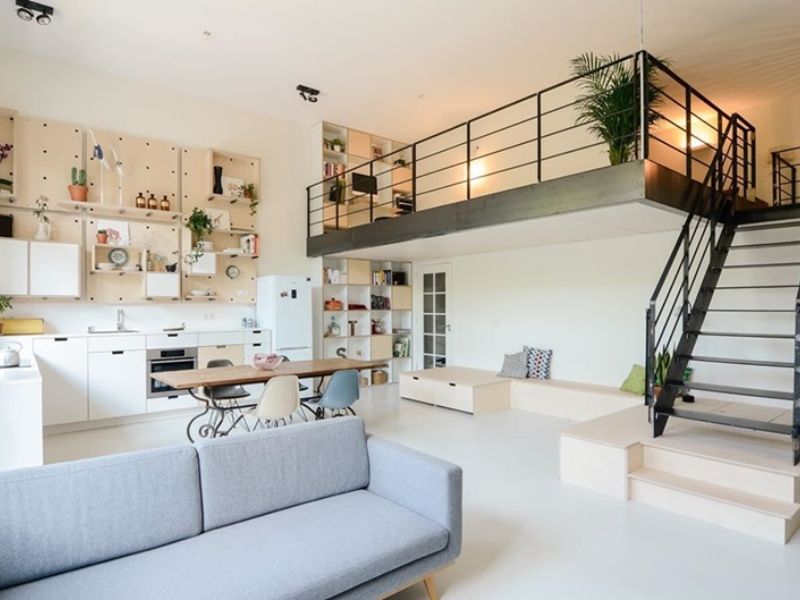 cách bố trí nhà 30m2 có gác lửng