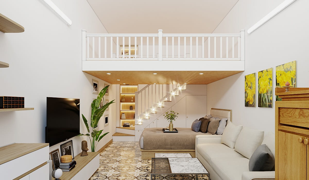 Thiết kế nhà 35m2 có gác lửng