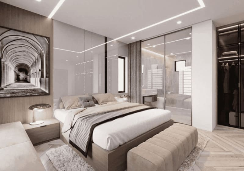 thiết kế phòng ngủ 15m2 có toilet