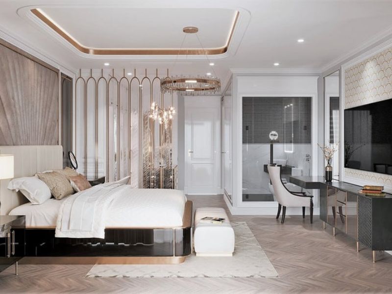 thiết kế phòng ngủ 20m2 có toilet
