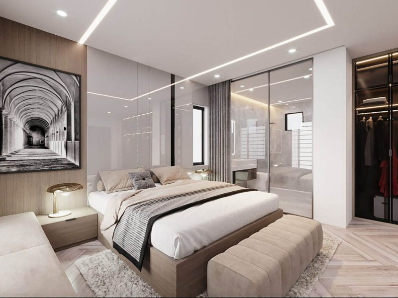 thiết kế phòng ngủ 30m2 có toilet 