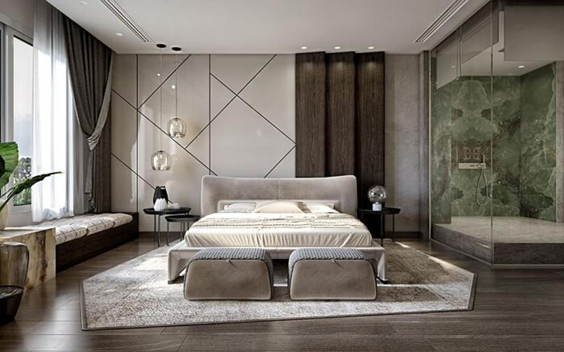 thiết kế phòng ngủ 30m2 có toilet 