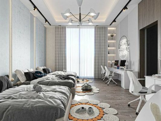 thiết kế phòng ngủ cho 3 bé gái