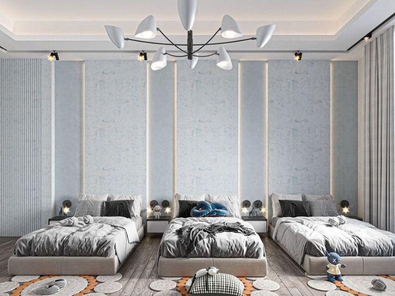 thiết kế phòng ngủ cho 3 bé gái