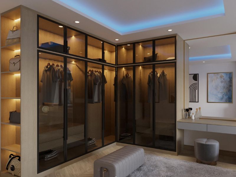 thiết kế tủ quần áo chữ l