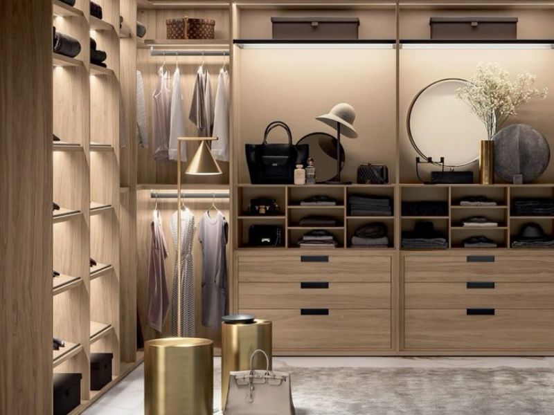 thiết kế tủ quần áo góc tường