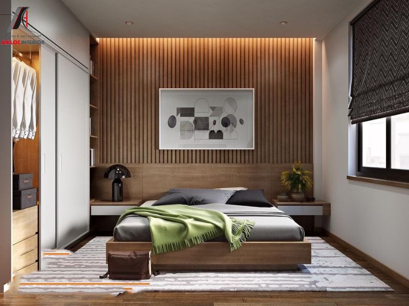 vách đầu giường phòng ngủ