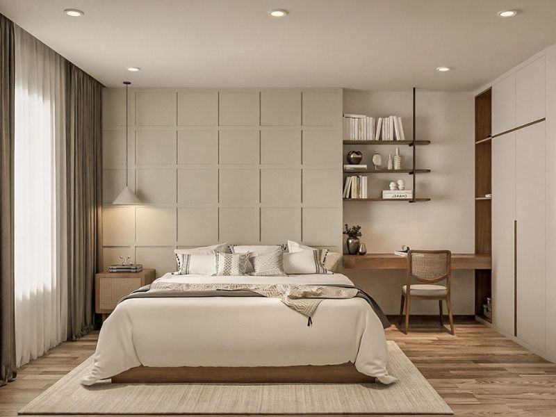 vách đầu giường phòng ngủ