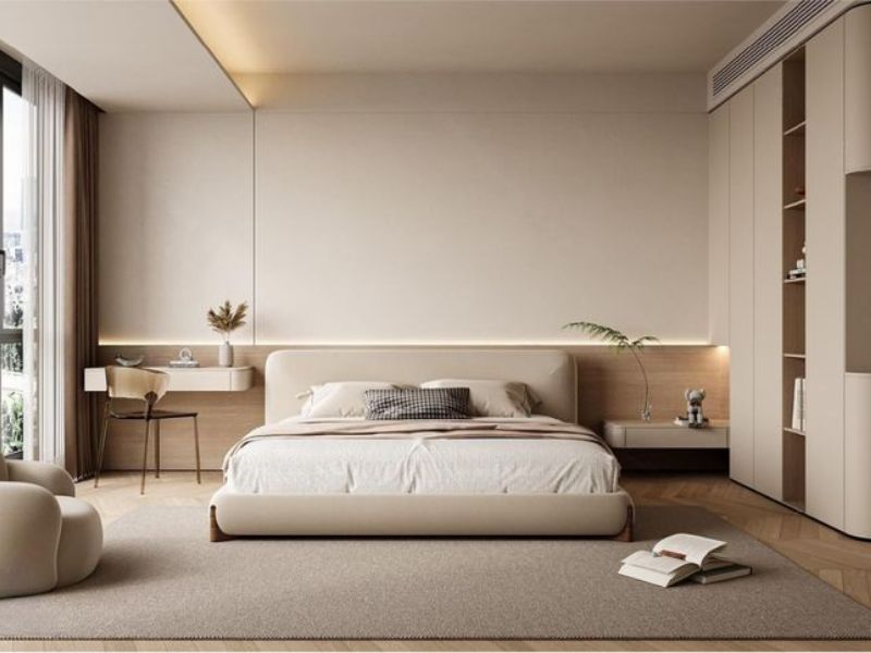 vách đầu giường phòng ngủ
