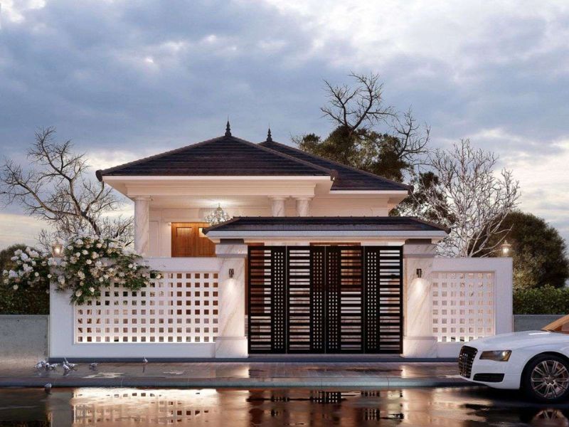 mặt bằng nhà cấp 4 2 phòng ngủ
