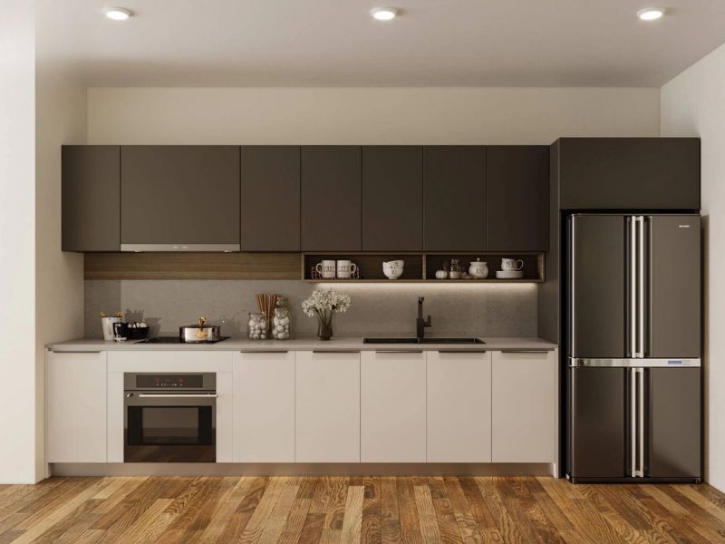 mẫu tủ bếp chữ i dài 3m