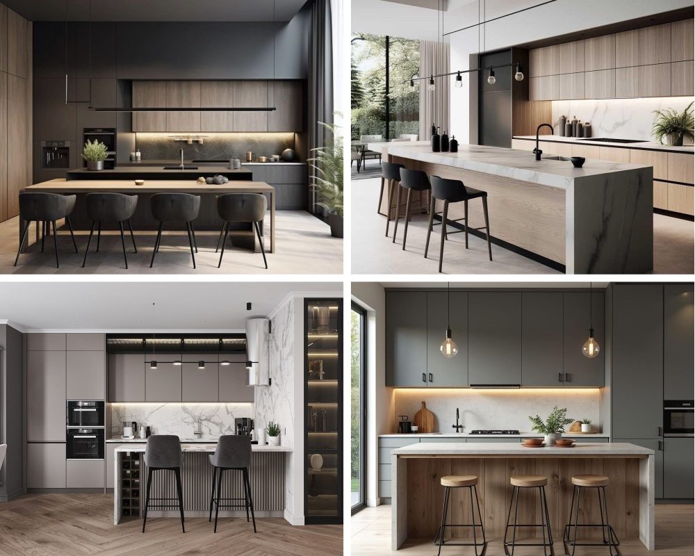 mẫu tủ bếp chữ i dài 3m