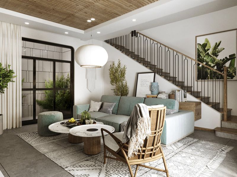 phòng khách kiểu vintage