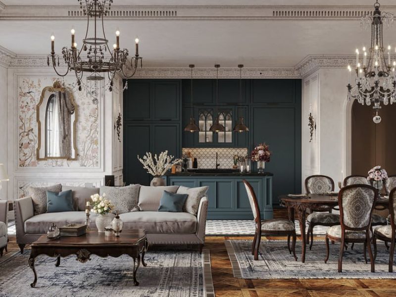 decor phòng khách nhỏ vintage