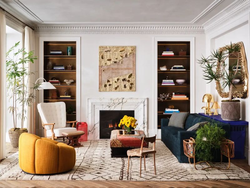 phòng khách vintage