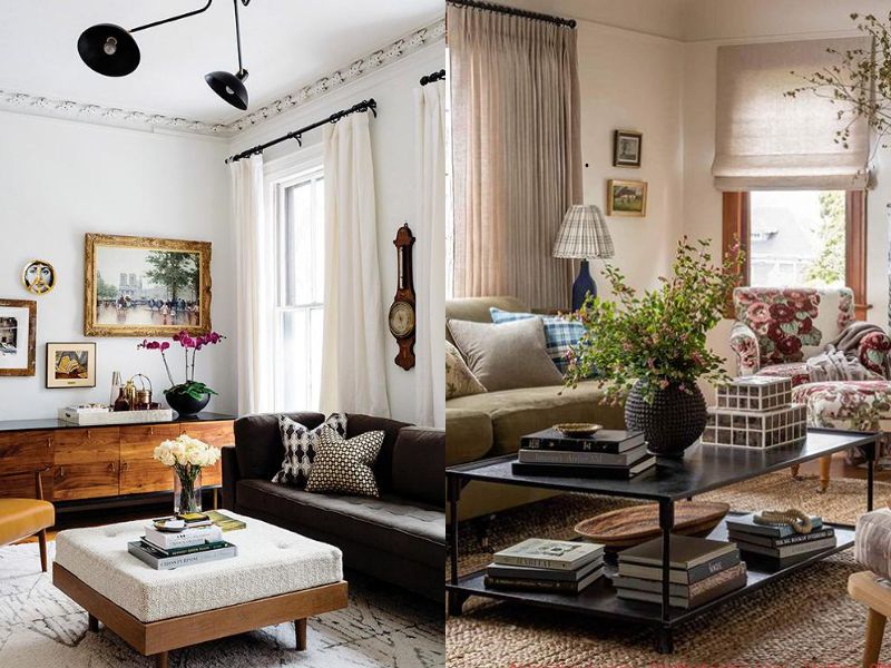 phòng khách phong cách vintage