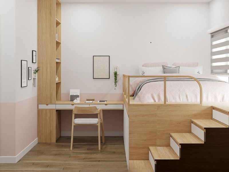 bàn học kết hợp giường ngủ