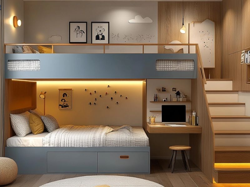 giường tích hợp bàn học