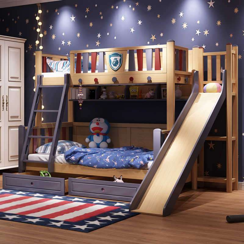 giường tầng trẻ em có cầu trượt