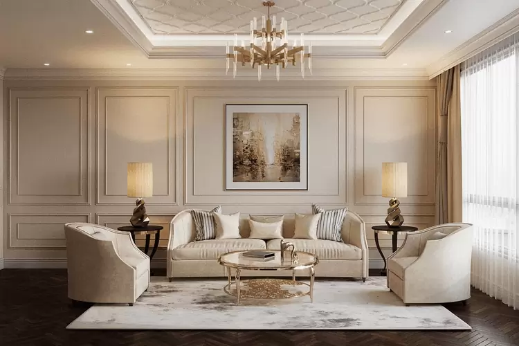 nội thất phòng khách biệt thự tân cổ điển