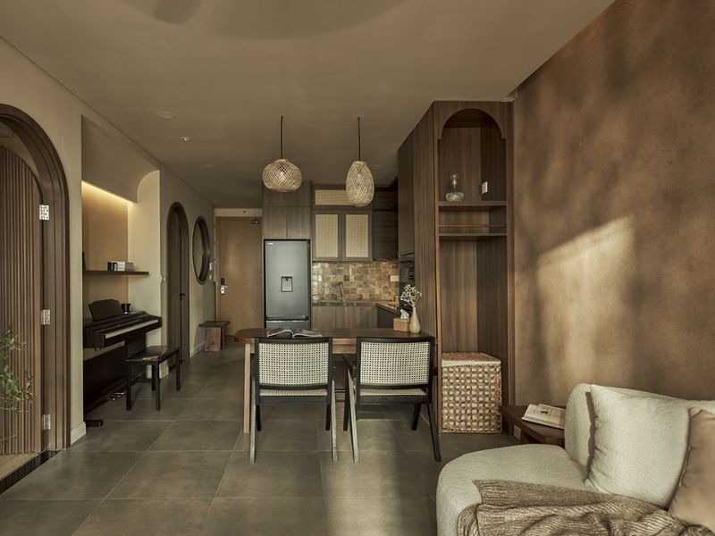 phòng khách phong cách wabi sabi