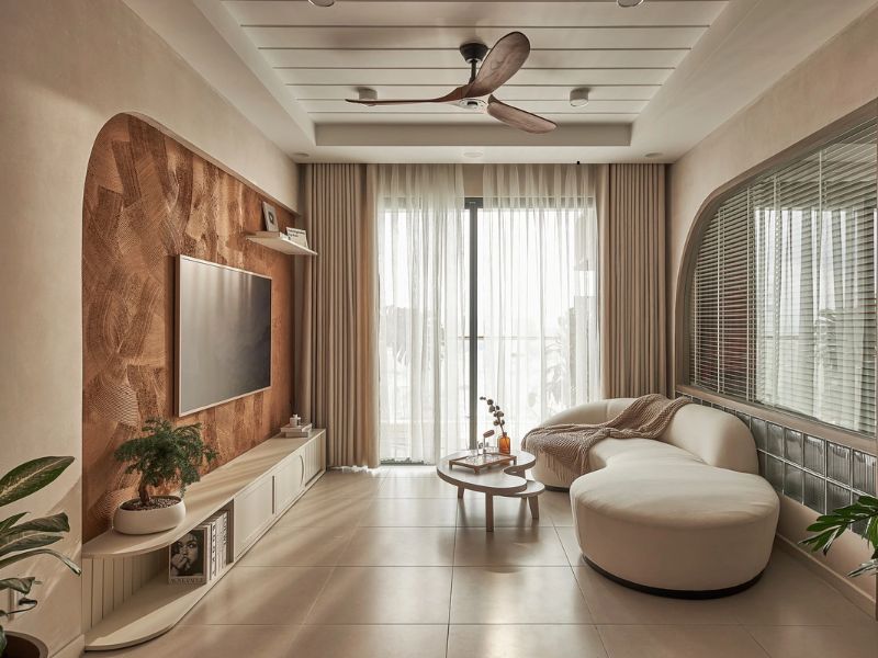 phòng khách phong cách wabi sabi