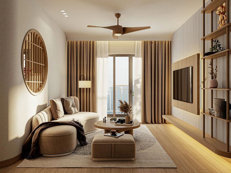 phòng khách phong cách wabi sabi