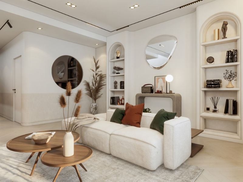 phòng khách phong cách wabi sabi