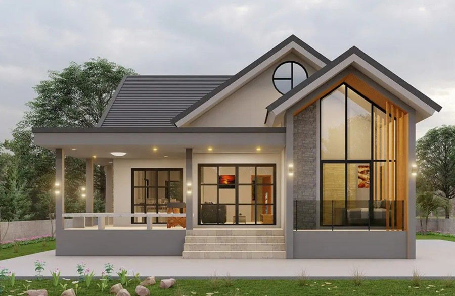 mẫu nhà cấp 4 60m2 2 phòng