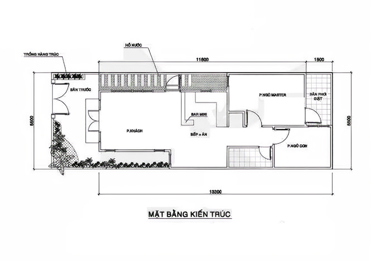 nhà cấp 4 có 2 phòng ngủ