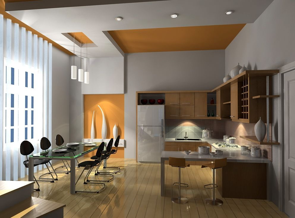 trần thạch cao phòng bếp đơn giản