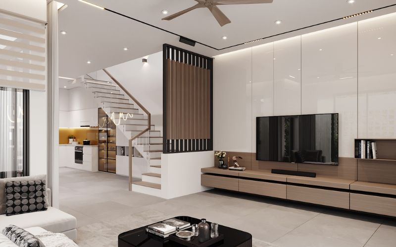 mẫu vách ngăn cầu thang tam cấp