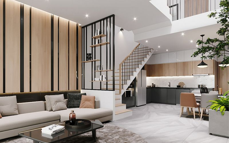 mẫu vách ngăn cầu thang tam cấp