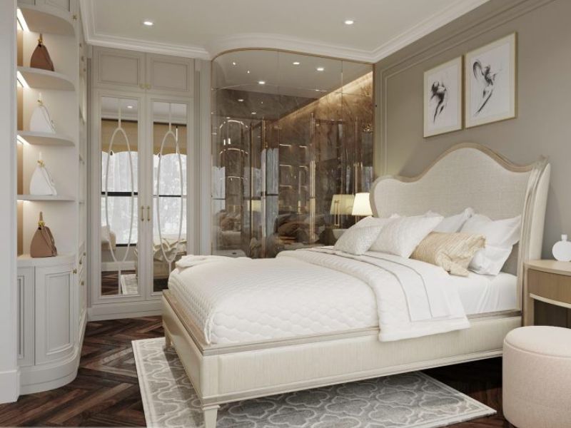 tủ áo tân cổ điển cánh kính