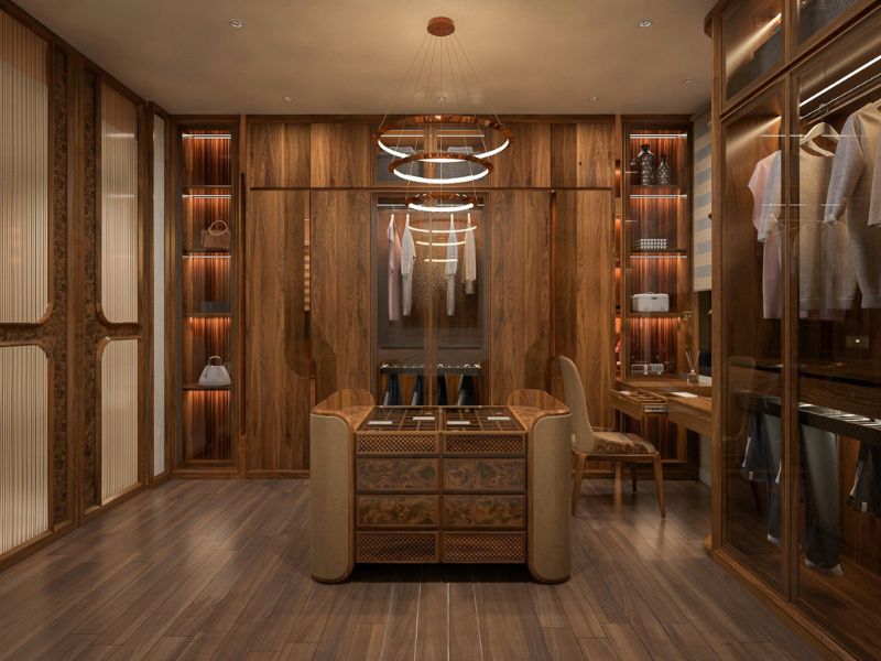 tủ quần áo tân cổ điển gỗ tự nhiên