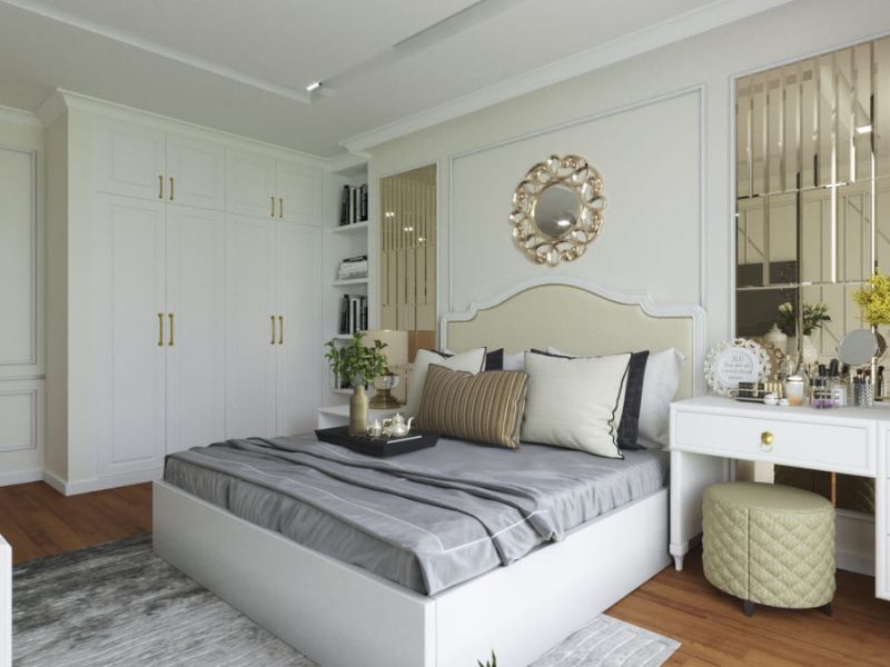 tủ quần áo gỗ công nghiệp tân cổ điển